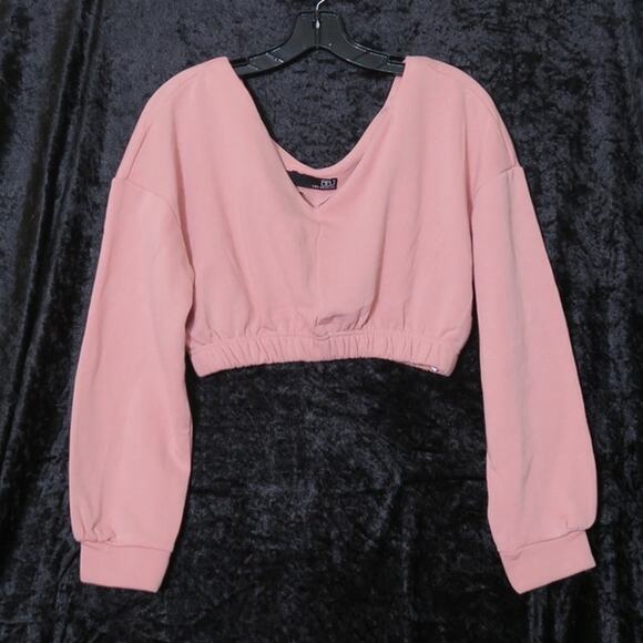 Long Sleeve Crop Top V neck athleisure activewear look SOFT Sz S BBJ Los Angeles - Picture 13 of 14